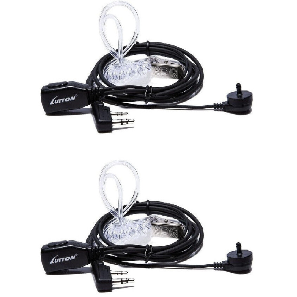 2 Pack Luiton Walkie Talkie Earpiece BF-888S w/ Mic 2 Pin Acoustic Tube Headset